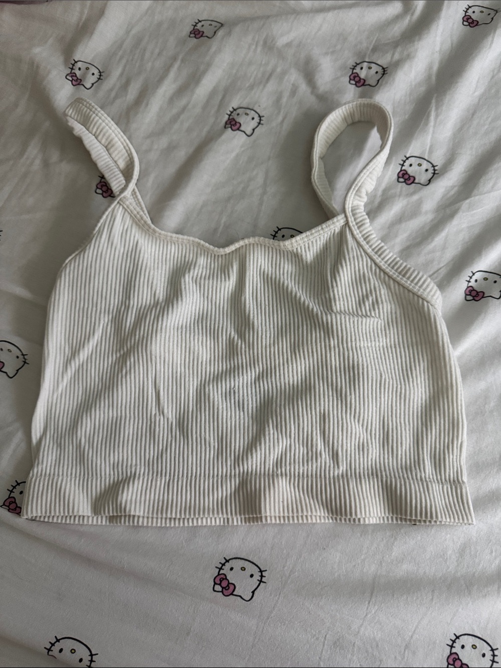Colsie White Ribbed Cropped Tank